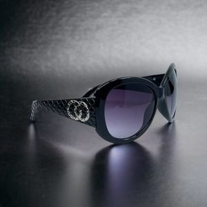 Oversized Black Vintage Sunglasses Purple Lens Circle Design Black